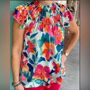 Women’s BIBI floral flutter sleeve top